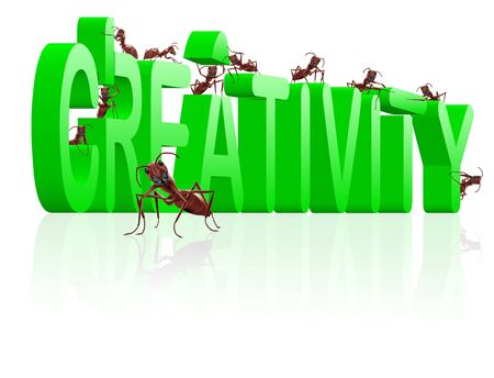 creativity build your innovation create your vision ants building wordの写真素材