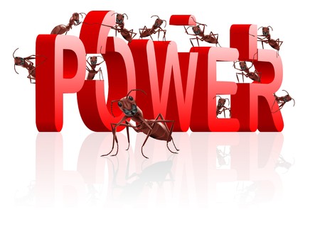 power and strenght ants building green word strongの写真素材