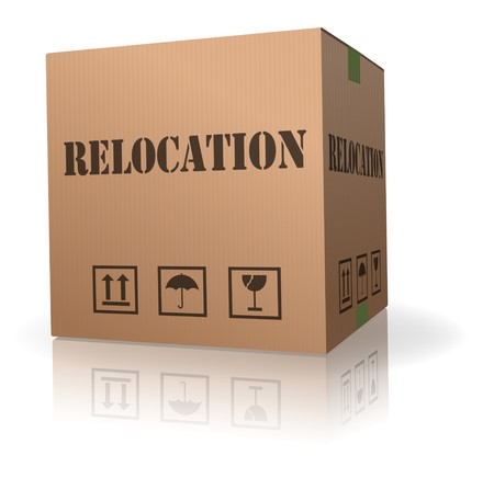 relocation cardboard box to move goods moving containerの写真素材