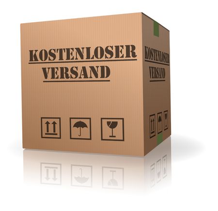 free shipping cardboard box in german kostenloser Versandの写真素材