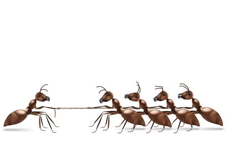 ant rope pulling business advantage or unbalanced fight conceptの写真素材