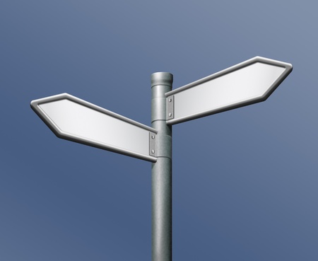 roadsign with two arrows and blank copy spaceの写真素材