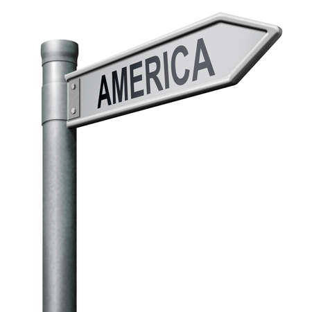 road sign leading to Americaの写真素材