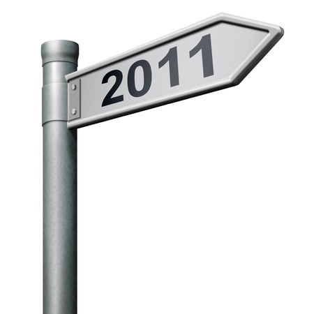 road to new year 2011 sign postの写真素材