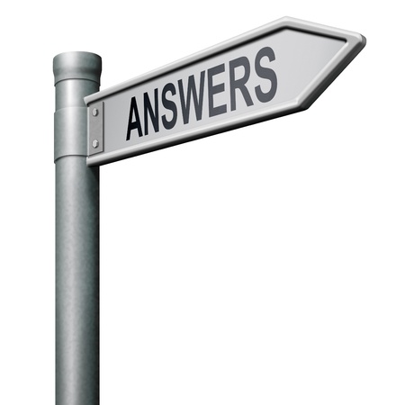 find answers road sign indicatin way to solve problemsの写真素材