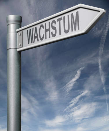 Growth German road sign arrow Wachstum pointing towards grow in financial economy market stock or business growing successの写真素材