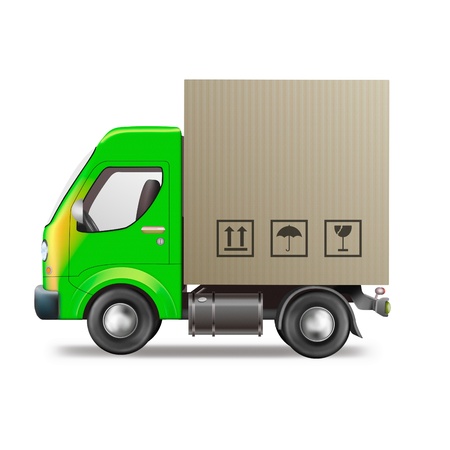 delivery truck shipping package from online web shopの写真素材