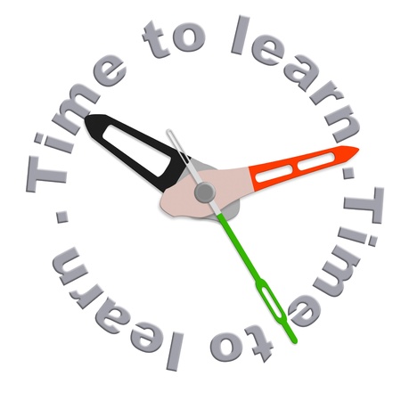 Time to learn clock indicating school time or study time learn online at your own learning time school start in september going back to school high school or university educationの写真素材