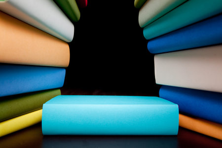 education study books with text learning building knowledge at school with healthy apple