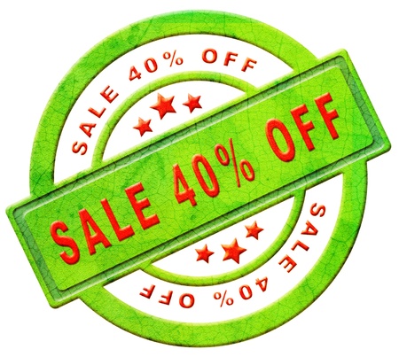 sale 40% off red text on green sales on online web shop intenet shopping icon or buttonの写真素材