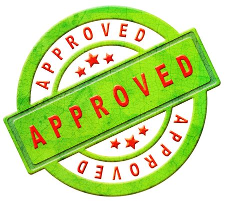 approved stamp accepted verified authorized qualify qualified approval icon or sticker in red and green with textの写真素材
