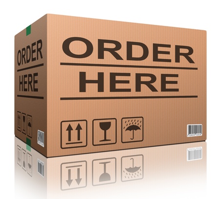 order here icon for web shop or online shopping button cardboard box ecommerce concept internet commerceの写真素材