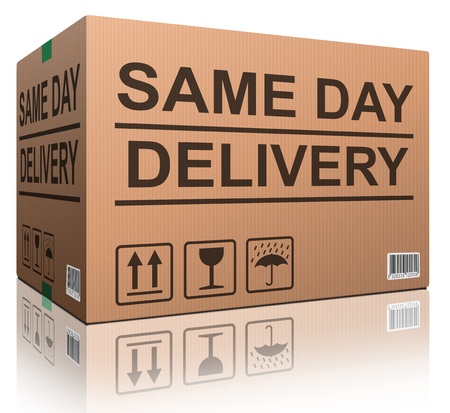 package delivery same day shipment urgent and quick cardboard box internet web shop order deliveryの写真素材