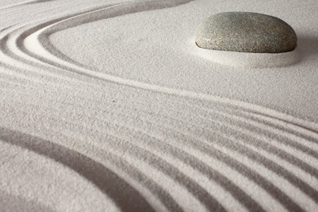 relaxation japanese zen garden with round rock sand and stone for meditaion
