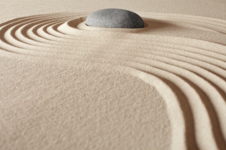zen buddhism meditation and relaxation japanese garden concept for balance harmony and purity pebbel and sand in patternの写真素材