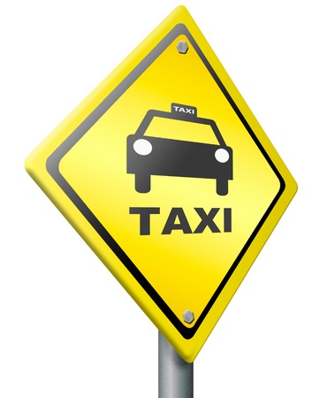 taxi icon or warning raod sign call a cab for public transportation fast and personal trafficの写真素材