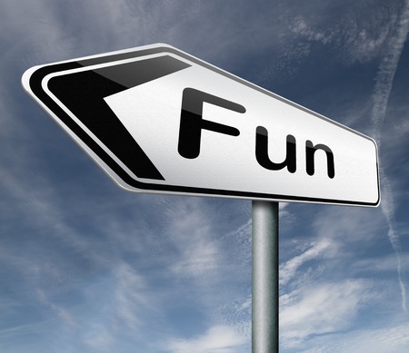 fun and pleasure roadsign indicating directions fun button fun iconの写真素材
