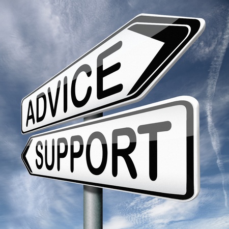 advice and support online help desk warning signの写真素材