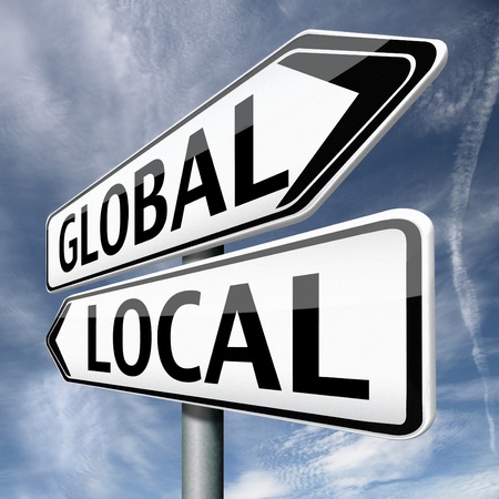 global or local national or international impact services business or world market economic globalizationの写真素材
