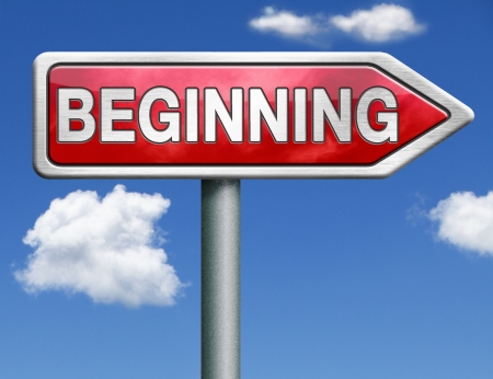 the beginning road sign indicating start or begin origin red road sign arrowの写真素材