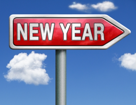 2014 next year happy new year red road sign buttonの写真素材