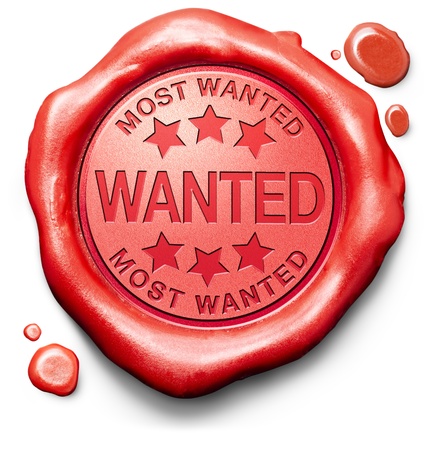 most wanted stamp want help red icon stamp button or labelの写真素材