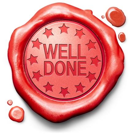 well done good job excellent perfomance great achievement thank you red icon stamp button or labelの写真素材