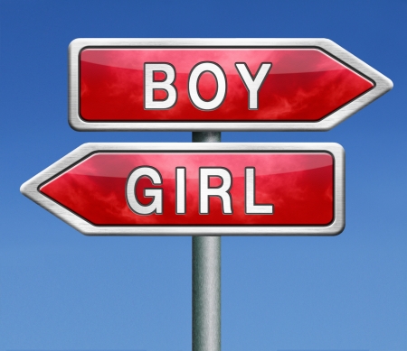 boy or girl expecting newborn baby guess the gender or sex or unborn childの写真素材