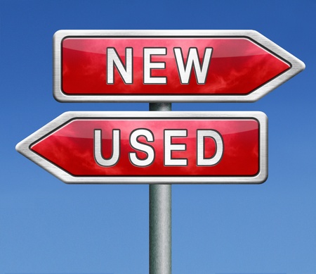 used or new latest or old second hand car or recycled product comparison before choiceの写真素材