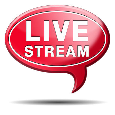 live stream tv music or video button icon or sign live on air broadcasting movie or radio programの写真素材
