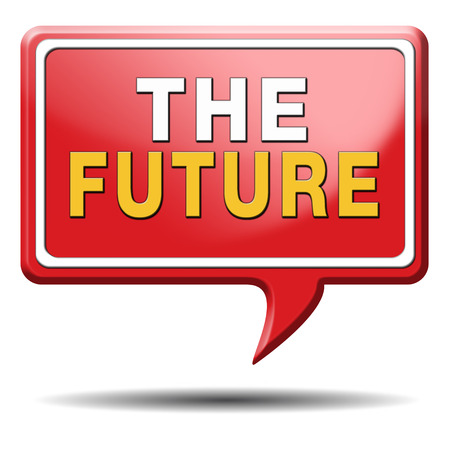 bright future ahead planning a happy future having a good plan button icon with text and word conceptの写真素材