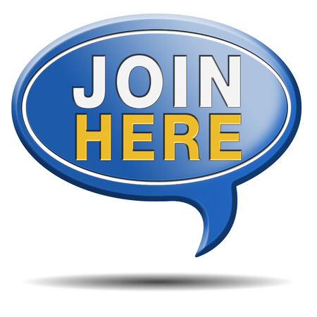 Join today and register here and now banner. Membership icon or registration sign.の写真素材