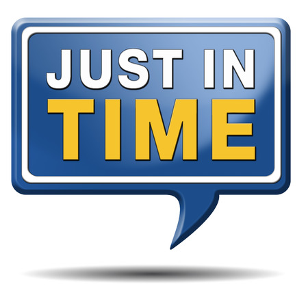 just in time delivery sign or icon under time pressure getting the deadline and being precise on time bannerの写真素材