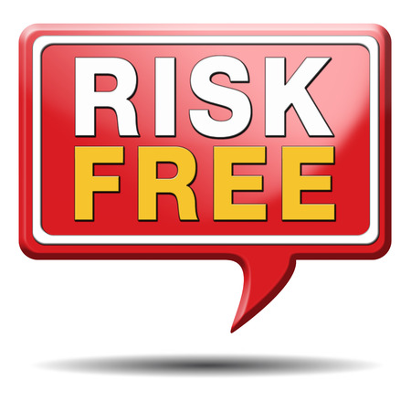 risk free 100% satisfaction high product quality guaranteed safe investment web shop warranty no risks sign icon or safety first bannerの写真素材
