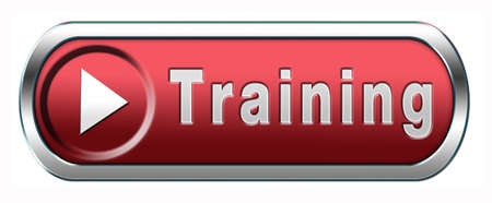 training learning for knowledge and wisdom or physical fitness sport practice work out or education blue button or icon with text and word conceptの写真素材