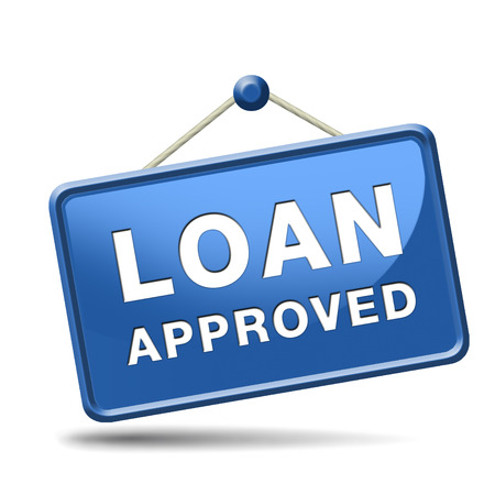 loan approved icon or button loaning money for car house education or approve mortgage fundingの写真素材