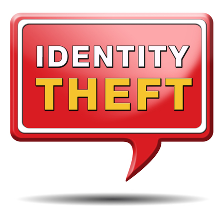 identity theft stop warning sign stealing ID online is an internet or cyber crimeの写真素材