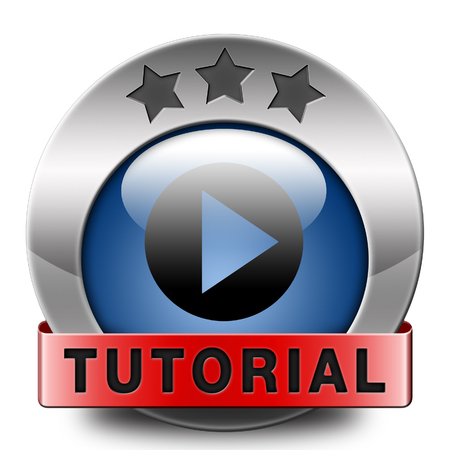 tutorial icon  learn online video lesson or class, website education buttonの写真素材