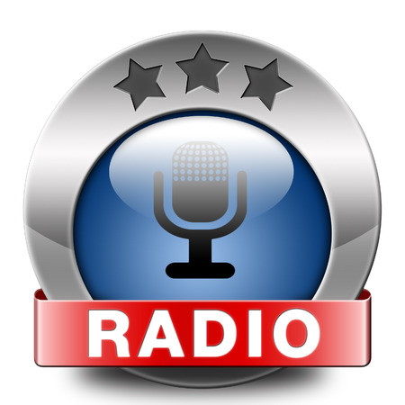 radio live stream on air Listen  music song audio or radio button or iconの写真素材