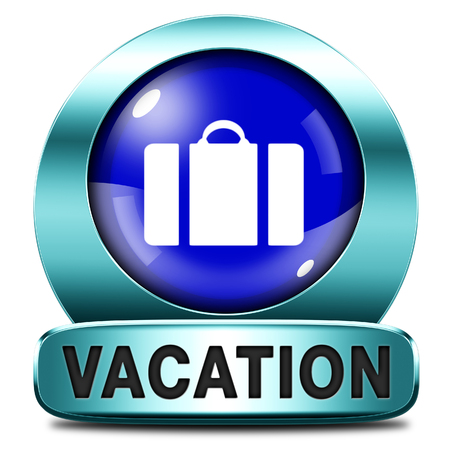 vacation or a holiday enjoy life and travel the world vacation button vacation icon の写真素材
