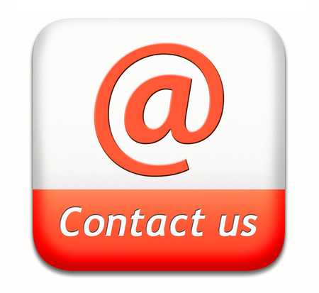 contact us button for feedback icon. Coordinates and address for customer support and extra informationの写真素材