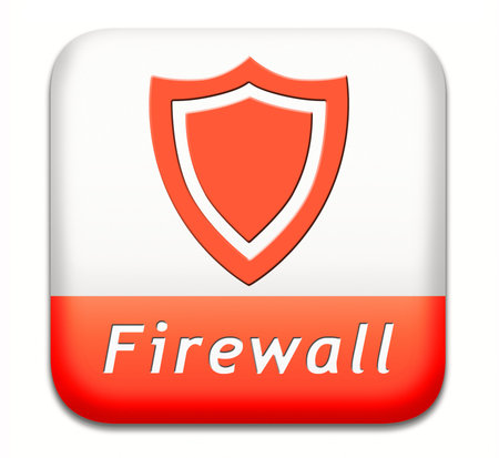 firewall data protection against computer virus and database safety on the internet button の写真素材