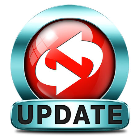 Update software now and here to the latest newest version or new edition, button banner or iconの写真素材