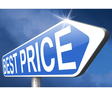 best price webshop shopping promotion road sign arrow lowest bargain and sale promotion prices and major reductionの写真素材