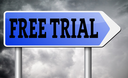 try now for free trial membership or product promotion gratis test versionの写真素材