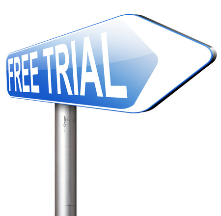 try now for free trial membership or product promotion gratis test versionの写真素材