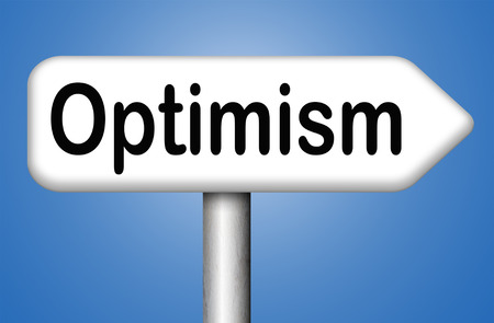 optimism think positive be an optimist by having a positivity attitude that leads to a happy optimistic life and mental healthの写真素材