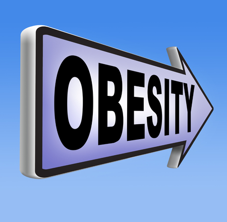 obesity road sign over weight or obese people suffer eating disorder and can be helped by dietingの写真素材