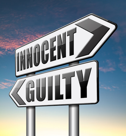 innocent or guilty presumption of innocence until proven guilt as charged in a fair trial for crime suspectの写真素材