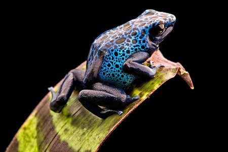 blue poison dart frog Dendrobates Azureus. A beautiful tropical and poisonous amazon rain forest...